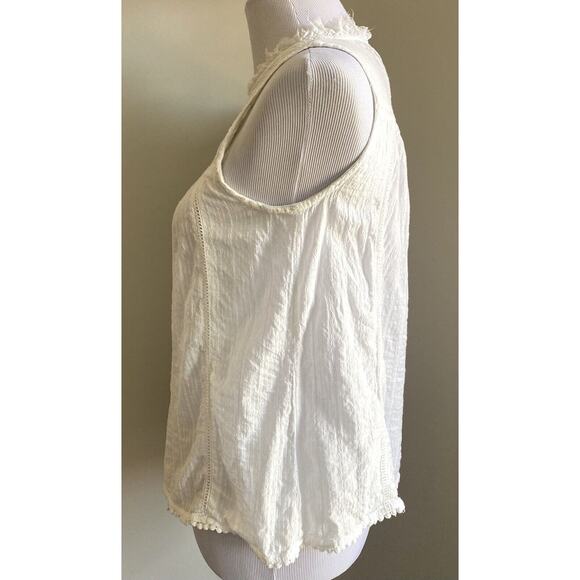 House of Harlow Women’s Embroidered Sleeveless Top Ivory Floral Boho Cotton XS - Picture 4 of 9